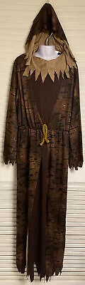 Child California Costumes Brown Print Hooded Robe XL - Woodsman Monk Wizard • $14.99