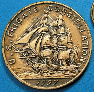 US Frigate Constellation Copper Medal 1797 With Paperwork & Old Collector Note • $18.29