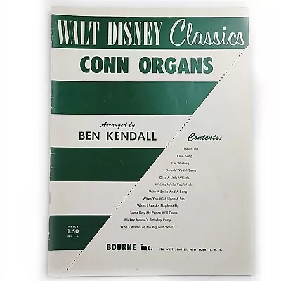 1959 Walt Disney Classics For Conn Organ Songbook PB 25 Pages • $16.84