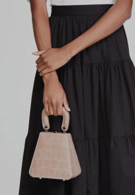 $85 • Buy STAUD Croc-Embossed Leather Top Handle Bag French Grey MSRP $325