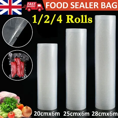 1-4 Rolls Embossed Vacuum Sealer Bags Roll Vac Sous Vide Food Saver Seal Storage • £4.89