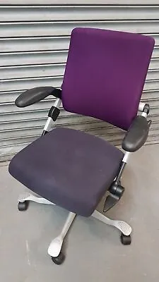 Hag H03 Black & Purple Cushioned Fabric Designer Ergonomic Office Swivel Chair • £49.99