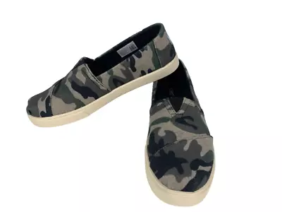 Toms Womens Size 9.5 Casual Cupsole Alpargata Slip On Shoes Camo Fabric Uppers • $16.13