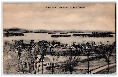 View Of Castine Village With Bay And Island Maine ME Vintage Unposted Postcard • $9.98