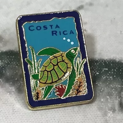 Costa Rica With A Sea Turtle Enamel Vintage Collectible Hat Lapel Pin • $8.49