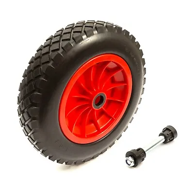 14 Inch Solid Wheel PU Tyre 3.50-8 Flat Free With Axle Set Wheelbarrow Barrow • £17.99