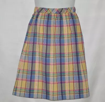 Joan Rivers Petite Madras Plaid Midi Skirt Size SP Yellow Multi • $12.59