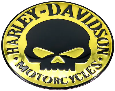 3.5  Skull Harley Davidson Emblem Motorcycle Decal Fuel Gas Tank Badge Gold • $13.29