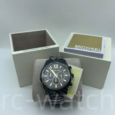 Michael Kors Lexington MK8603 44mm Black Dial Stainless Steel Quartz Men's Watch • $105