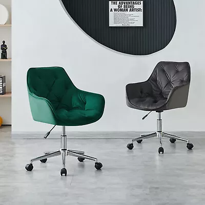 Home Velvet Office Chair Swivel Desk Chair Armchair Ergonomic Makeup Chair • £70.99