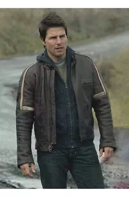 War Of The Worlds Tom Cruise Brown Biker Leather Jacket • £79.99