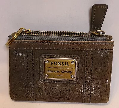 Fossil Long Live Vintage 1954 Coin Purse Wallet Cherry Brown Leather  • $24.99