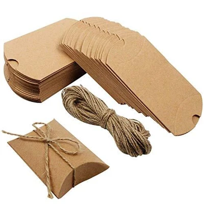 $13.70 • Buy Outuxed Kraft Pillow Boxes 100pcs Small Gift Boxes 3.5 X 2.8 Inches Mini Favo...