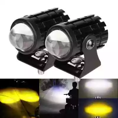 2X Mini LED Motorcycle Headlight Yellow White Hi/Lo Spot Light Driving Fog Lamp • $12.99