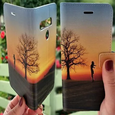$13.98 • Buy For OPPO Series Wallet Mobile Phone Cover - Sunset Silhouette On Field FC06