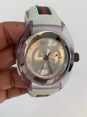 Gucci YA137 Unisex Sync XXL Rubber Swiss Quartz Watch - White • $169