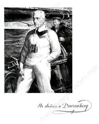 1934 He Drives A Duesenberg Car Yacht Captain Art Vintage Ad NEW Poster 18x24 • $21.25