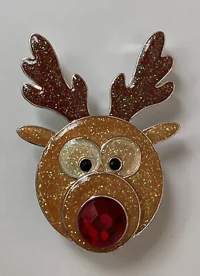 Rudolph Red Nosed Reindeer Seasons Jewelry Christmas Brooch Magnetic Pin Pendant • $15.99