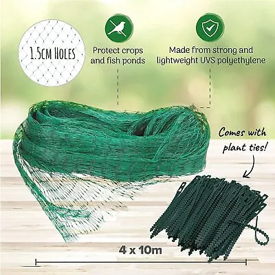 Pond Garden Net Mesh 4m X 10m Anti Bird Netting Mesh For Cages Allotment • £9.99