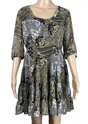 ISHKA | Lined Chiffon Rara Dress 3/4 Sleeves | Made In India | BNWT | Size S • $19.95