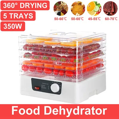 5 Trays Food Dehydrator Machine Adjustable Temperature 350W Jerky Fruit Drying • $38.59