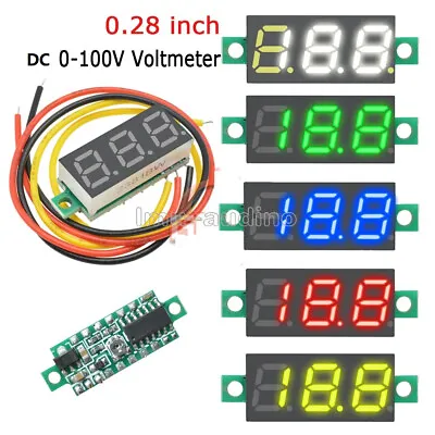 10PCS Mini DC 0-100V 0.28  3-Digit Voltmeter LED Voltage Panel Meter 3 Wire NEW • $8.38