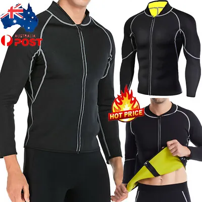$9.79 • Buy Men Sweat Neoprene Sauna Suit Long Sleeve Workout Shirts Weight Loss Body Shaper