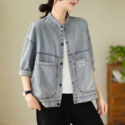 Womens Fashion Denim Jackets Loose Fashion Casual Coats Punk Big Size Outerwear • $90.01