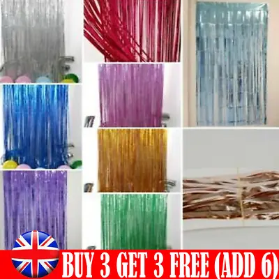 £0.99 • Buy 2M Foil Fringe Tinsel Shimmer Curtain Door Wedding Birthday Party Decor UK