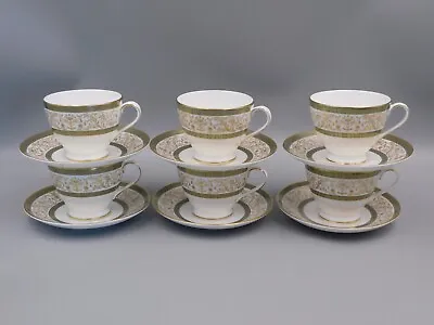Set Of Six Minton Aragon Tea Cups And Saucers. • £44.99