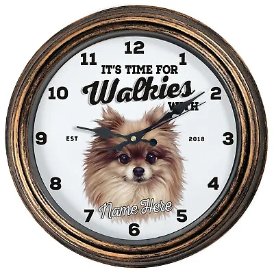 Personalised Kitchen Clock Pomeranian Round Wall Hanging Dog Home Cute Gift DC27 • £22.95