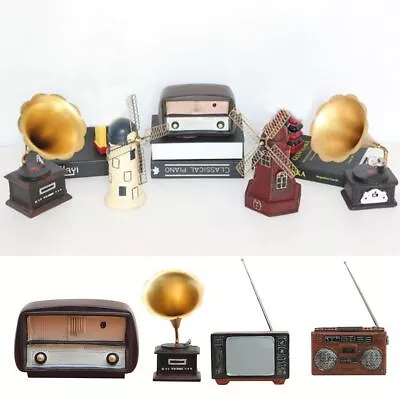 Players Gramophone Resin Radio Ornament Retro Industrial Phonograph Shabby Chic • $29.21