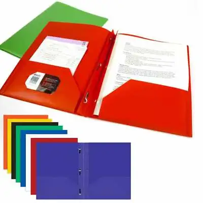 48 PC Plastic Pocket Folders Brads School Folder 3 Prongs Letter Size Multicolor • $92.04