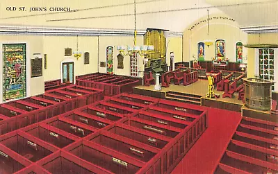 Postcard Richmond VA: Interior Old St. John's Church Patrick Henry Pew 72 • £3.20