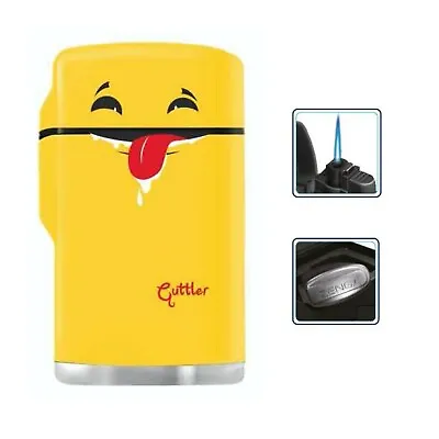 Yellow Rubber Maxi Jet Zenga Lighter Refillable Lighter Windproof - Guttler • £4.99