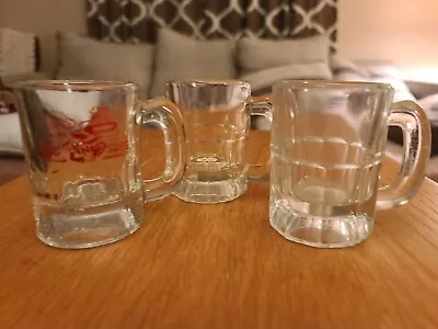 ✅Vintage Beer Mug Shot Glass Mini Clear Barware Mancave 2  Tall Set Of 3 Fun • $14.49