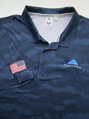 Mens XXL Puma Volition America Folds Of Honor Navy Blue Camo Golf Polo Shirt • $37