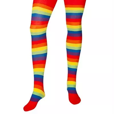 Ladies RAINBOW Striped Tights Multi Coloured Pride LGBT Festivals One Size • £7.45