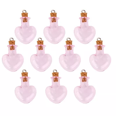 10 Pink Glass Bottles Cork Stopper Glass Vial DIY Pendant • $9.25