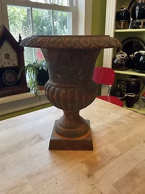 Vintage Cast Iron Patinated 9” French Style Garden Urn #3 • $78