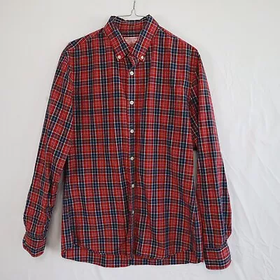 J. Press Shirt Mens Medium Button Down Red Plaid Long Sleeve • $24.49