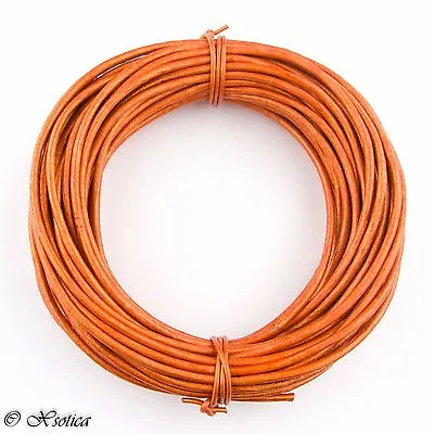 Orange Metallic Round Leather Cord 1mm 10 Meters (11 Yards) • $7.30