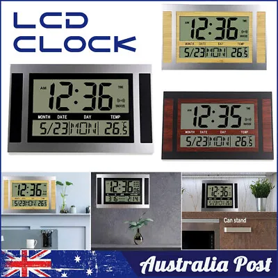 Large Digital LCD Display Wall Clock Calendar Day Month Year Temperature Meter • $31.96