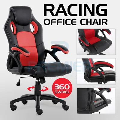 Office Chair Adjustable Ergonomic Racing Gaming Swivel Pu Leather Desk Computer • £49.99