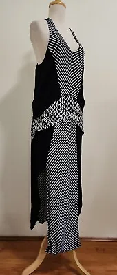 SASS & BIDE 100% Rayon Crepe Monochrome Contrast Midi Dress 38/8 Change Of Pace • $69.30