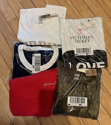 Victoria Secret Pink Lot Of 5 New Shirts T-shirt Clothing $185 Size Large • $115