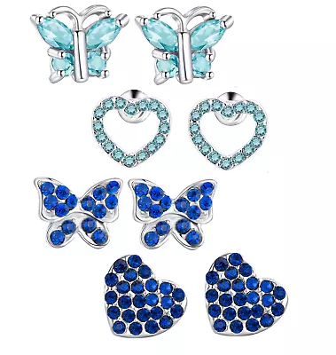 Buyless Fashion Girls Butterfly Heart Earrings 4 Pack Stainless Steel • $10.97