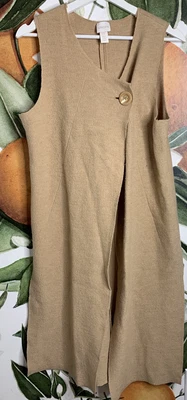 £10.53 • Buy Chicos 0 Small Camel Sleeveless Wool Long Vest