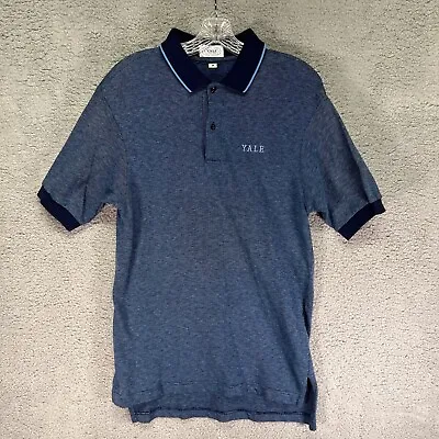 Vintage Yale Co-Op Polo Shirt Mens Medium Blue Short Sleeve Golf Rugby Preppy  • $14.43