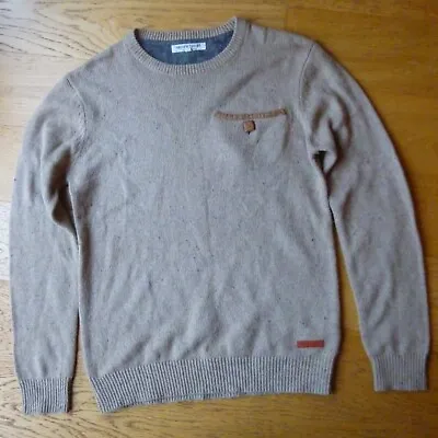 Anerkjendt Denmark Knitted Jumper Pullover Light Brown Elbow Patch Men's S Small • £16.99